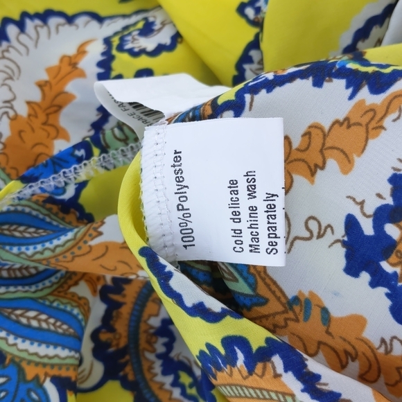 SES Sleeveless Tunic Button-up Paisley Yellow Size 14 - Picture 9 of 10